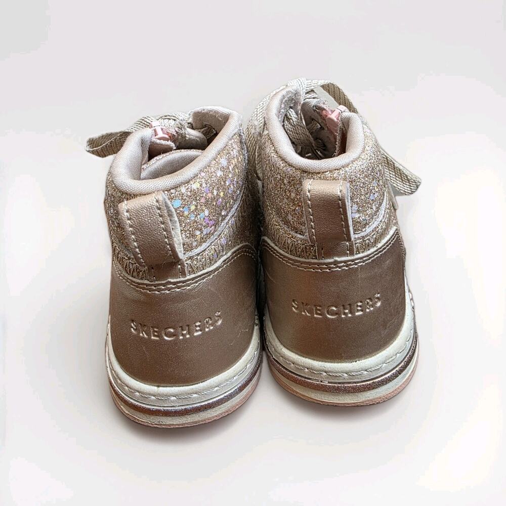 Sketchers Shoutouts Glitter Queen Sneaker Girls Size 2 Glam Sparkle Gold Pink - Picture 4 of 10